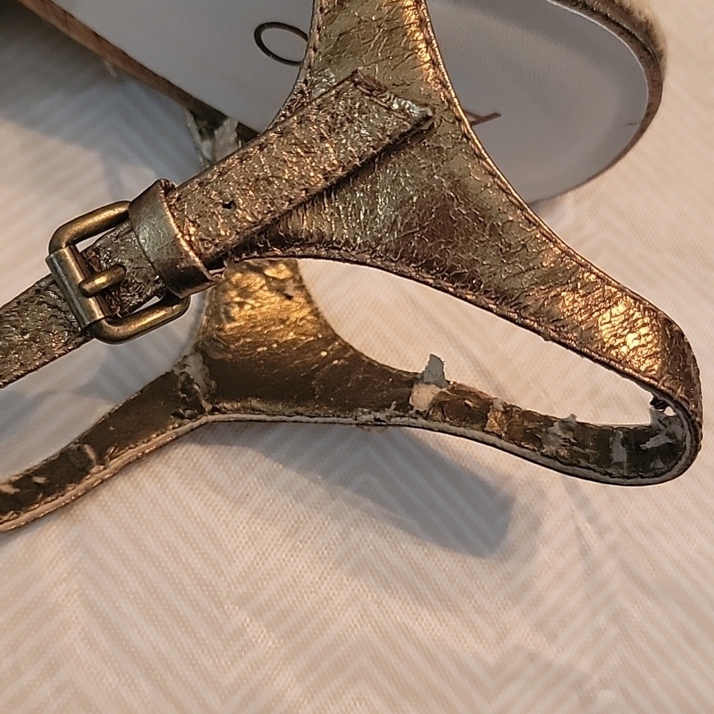 Aldo Metallic Gold Wedge Sandals Women's Size 7.5 - Picture 6 of 8